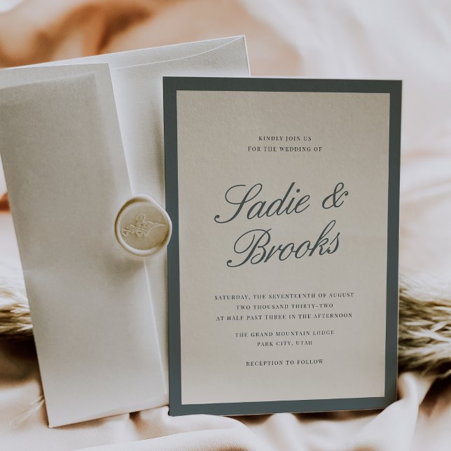 Classic Script Wedding Invitation | Smoked Spruce (Creator Uploaded)