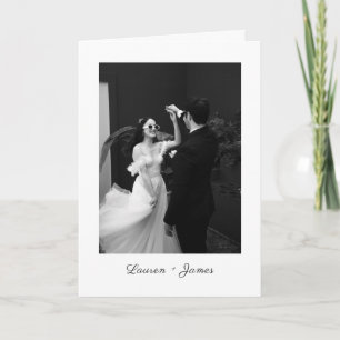 Classic Script Wedding Photo Folded Thank You Card