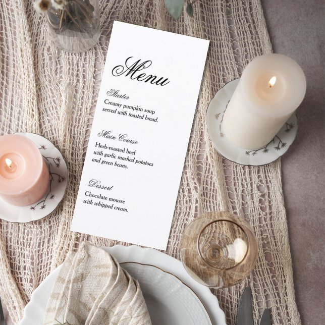 Classic Script Wedding Reception Menu (Creator Uploaded)