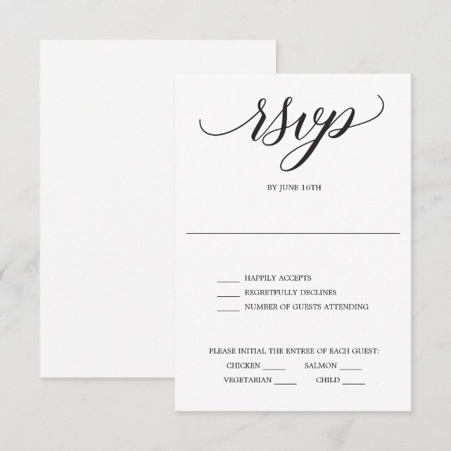 Classic Script Wedding RSVP Card (Front/Back)
