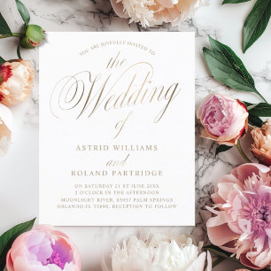 Classic Script White & Gold Budget Wedding 