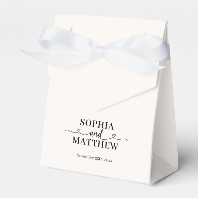 Classic Script with Heart Wedding Favour Box (Front Side)