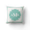 Classic Seafoam Green and White Monogram Pillow
