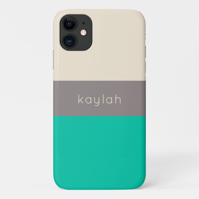 Classic Seafoam Green Colour Block with Name Case-Mate iPhone Case (Back)