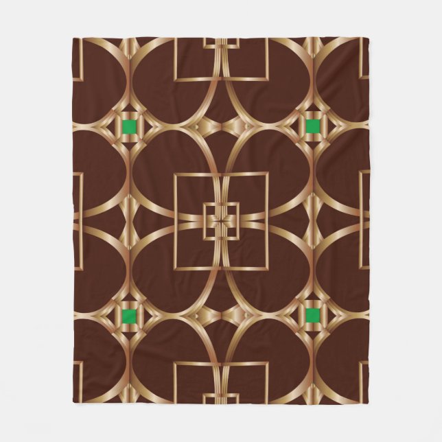 Classic seamless geometric pattern on a brown back fleece blanket (Front)