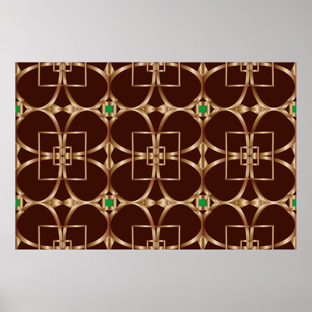 Classic seamless geometric pattern on a brown back poster (Front)