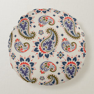 Classic seamless paisley pattern design. round cushion