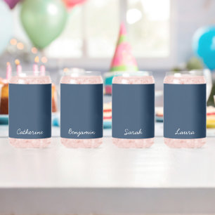 Classic Serious Blue Minimalist Name Can Glass 