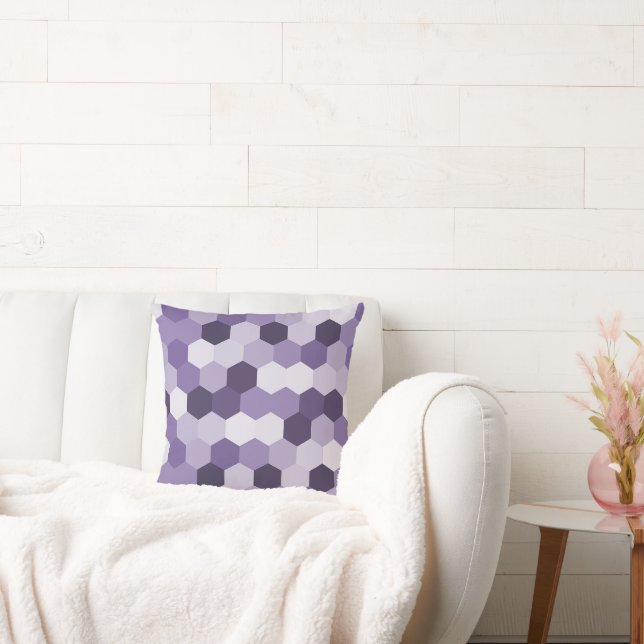 Classic Shades of Lavendar Hexagonal Geometric Cushion (Couch)