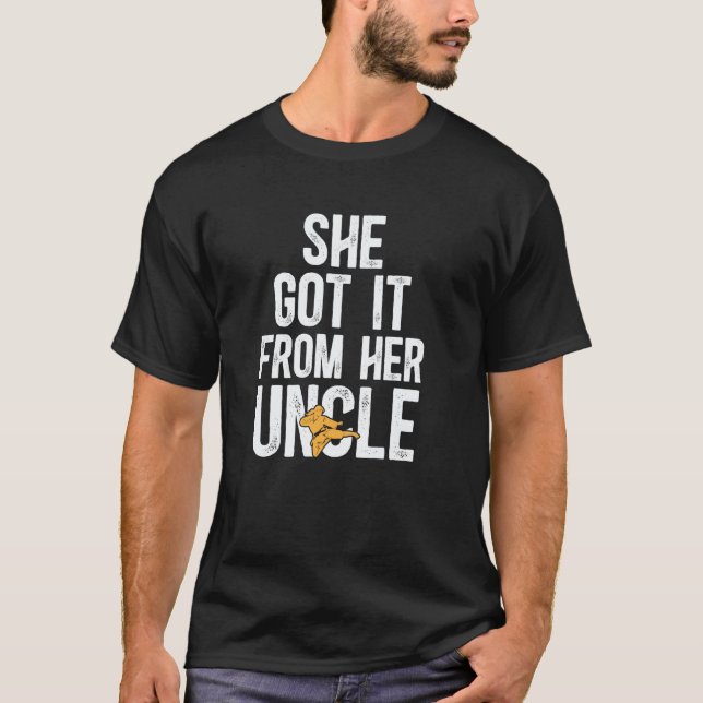 Classic She Got It From Her Uncle Karate Uncle Fun T-Shirt (Front)