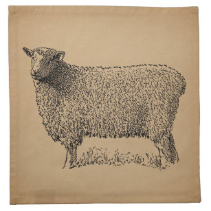Classic Sheep Art Illustration Antique Farm Animal Napkin