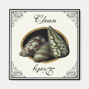Classic Shells Black Clean Dirty Dishwasher Magnet