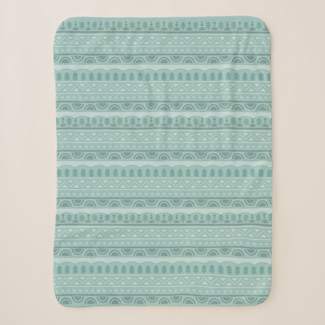 Classic Sherpa Throw Blanket in Green (Front)