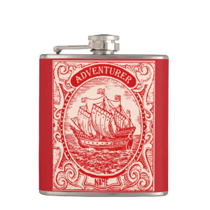 Classic Ship Antique Vintage Naval Sea Adventurer Hip Flask