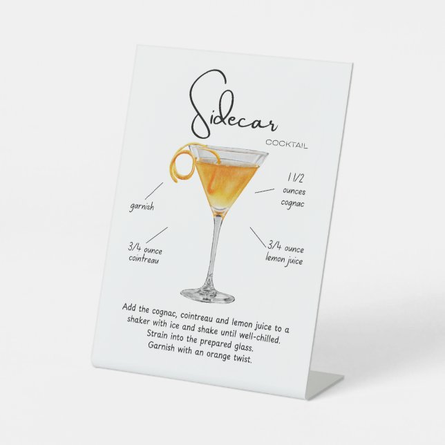 Classic Sidecar Cocktail Pedestal Sign (Front)