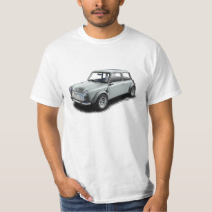 Classic Silver 1969 Mini Car on White T-Shirt