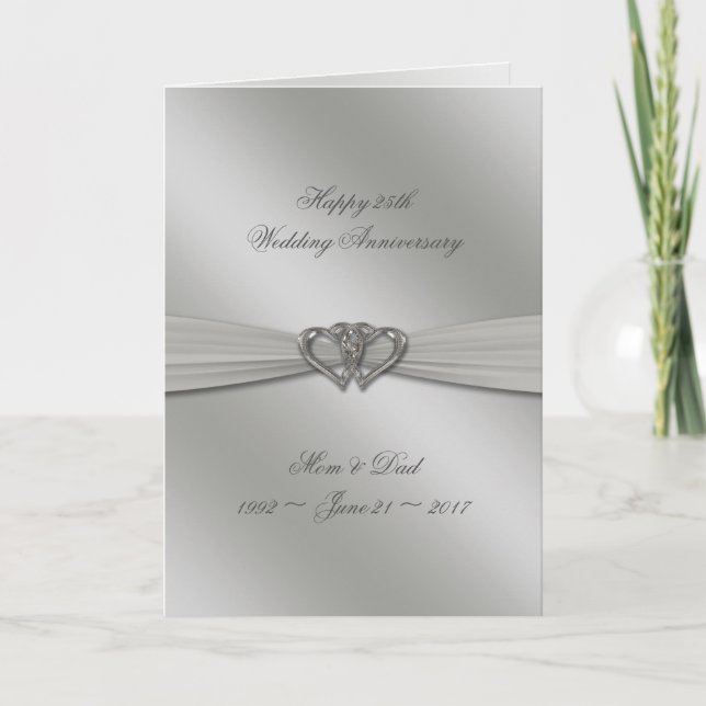 Classic Silver 25th Wedding Anniversary Card (Front)
