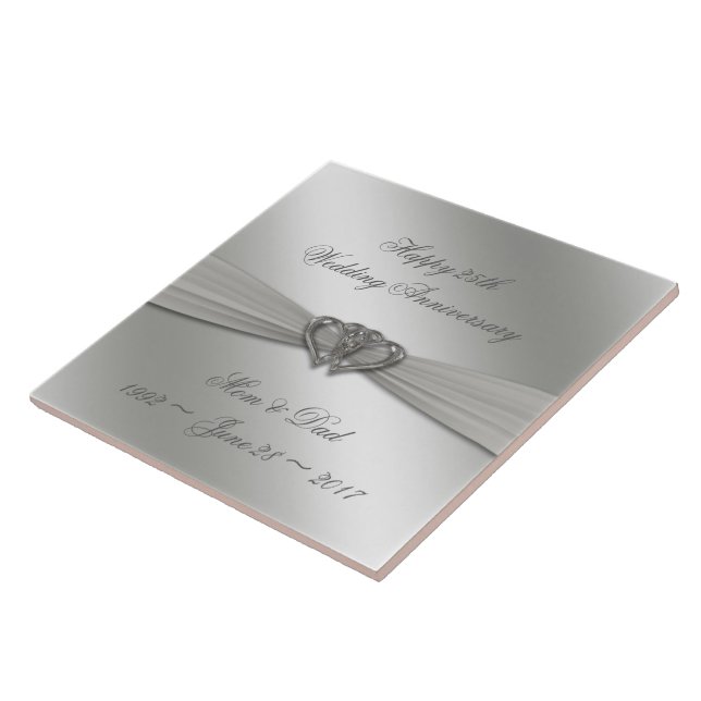 Classic Silver 25th Wedding Anniversary Tile (Side)