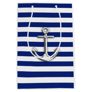 Classic Silver Anchor Medium Gift Bag