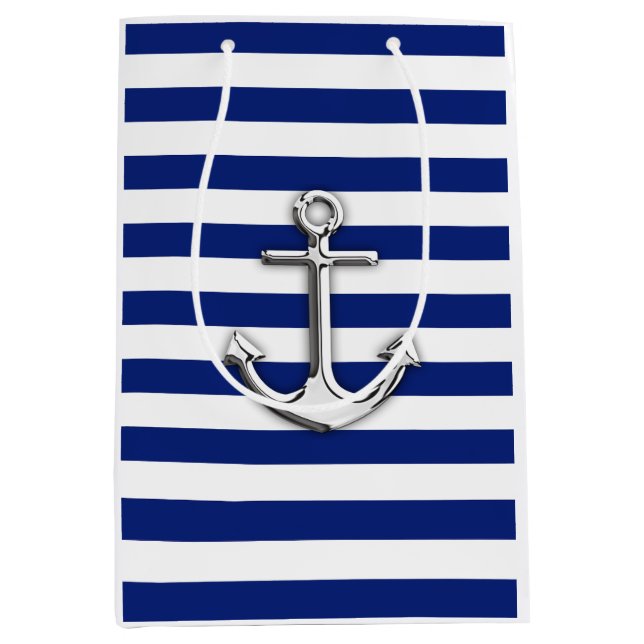 Classic Silver Anchor Medium Gift Bag (Front)
