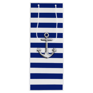 Classic Silver Anchor Wine Gift Bag