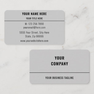 Classic Silver Business Card - Simple Personalised