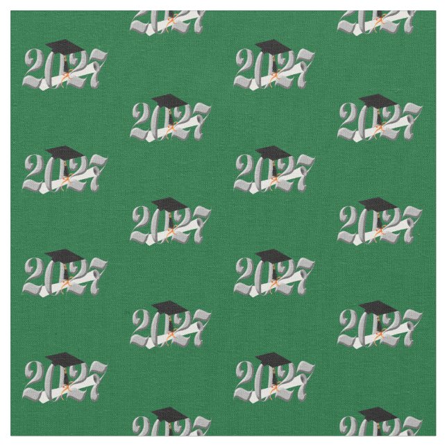 Classic Silver Class of 2027 Graduation Fabric (Close Up)