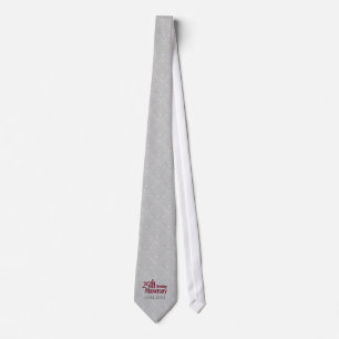 Classic Silver Damask 25th Wedding Anniversary Tie