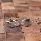 Classic Silver Engraved Rectangular Cufflinks