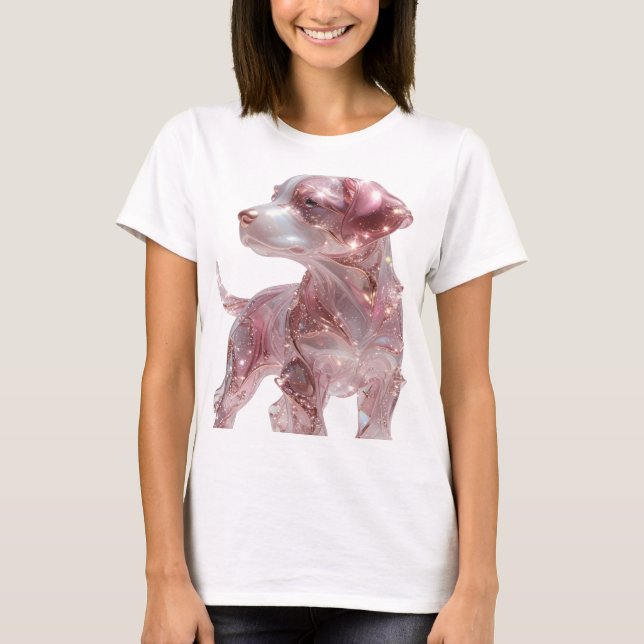 Classic Silver GLASSY DOG Graphic Design T-Shirt (Front)