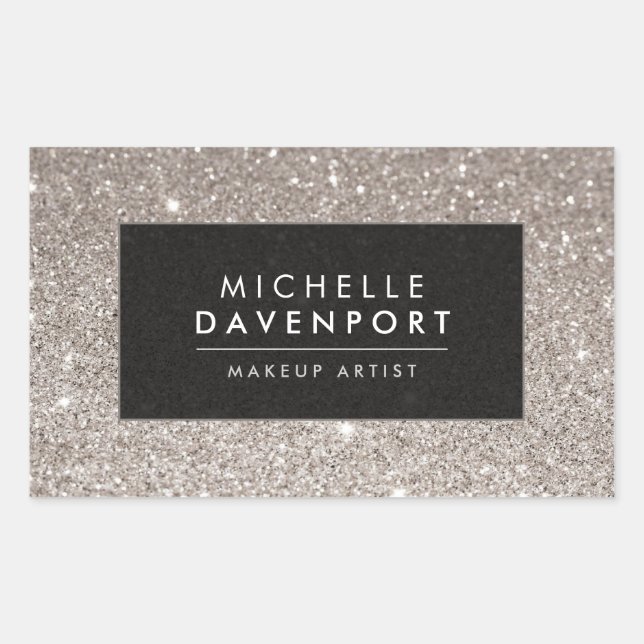 Classic Silver Glitter Makeup Artist Stickers (Front)