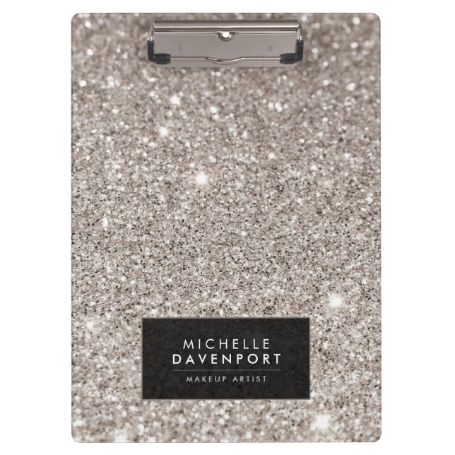 Classic Silver Glitter Personalised Clipboard (Front)