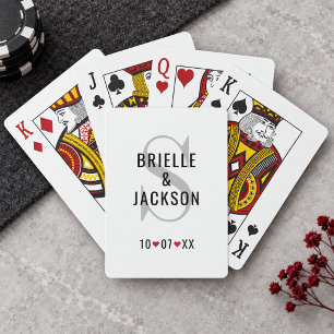 Classic Silver Monogram Wedding Custom Playing Cards