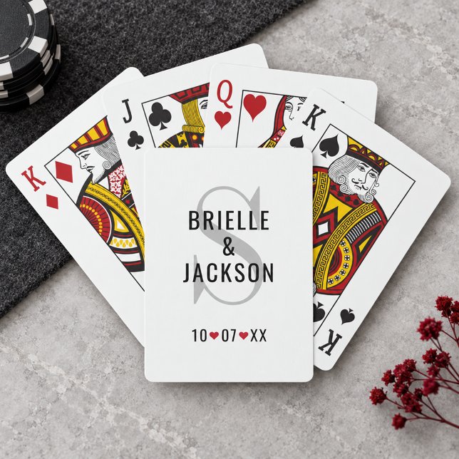 Classic Silver Monogram Wedding Custom Playing Cards (Creator Uploaded)