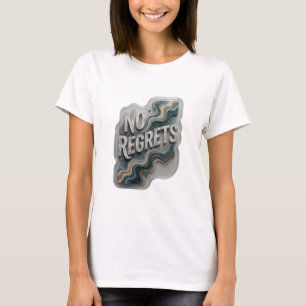 Classic Silver NO REGRETS 3D Text Art T-Shirt