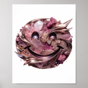 Classic Silver PINK CRYSTALS AND METALIC ORNAMENTS Poster