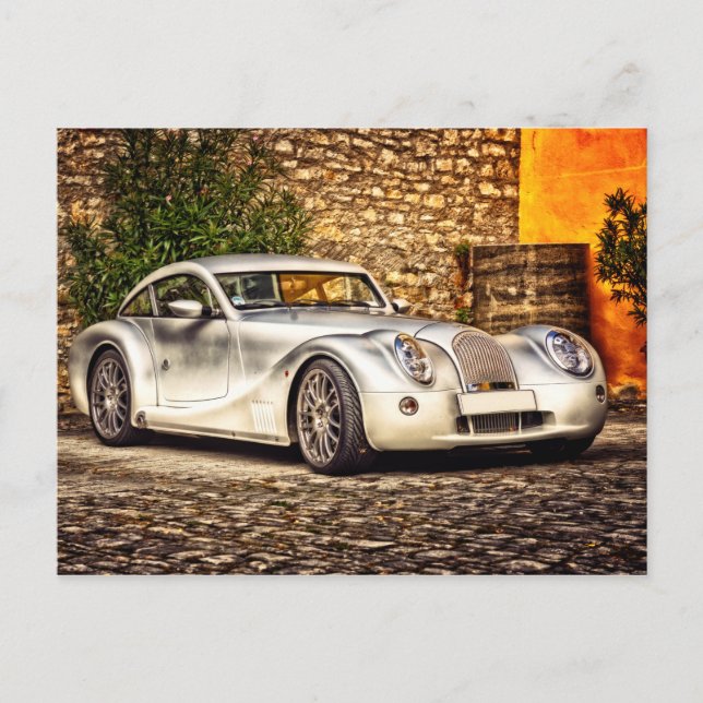 Classic Silver Sports Car Postcard (Front)