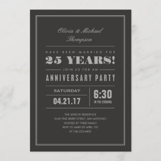 Classic Silver Wedding Anniversary Invitations