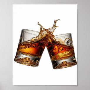 Classic Silver WHISKY SPLASH Design Poster