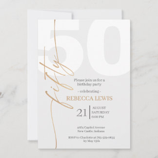 Classic Simple 50th Modern Adult Birthday Invitation
