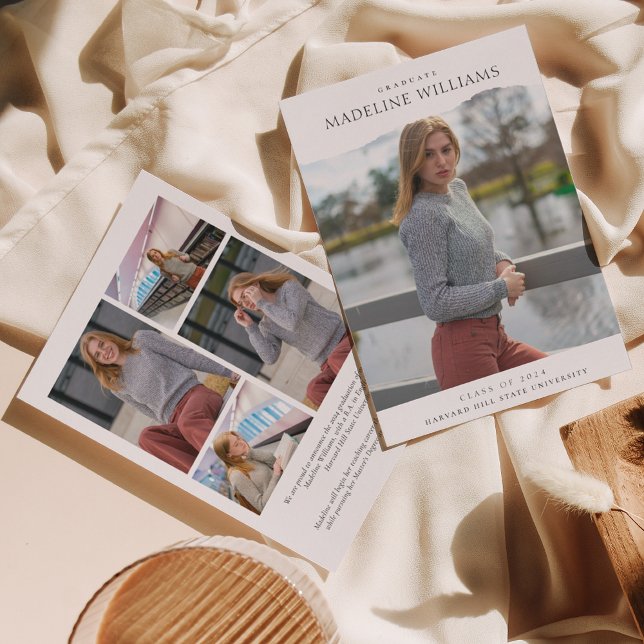 Classic Simple 5 Photo Graduation Collage  Announcement (Creator Uploaded)