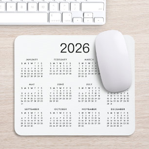 Classic Simple Black And White 2020 Calendar Mouse Pad