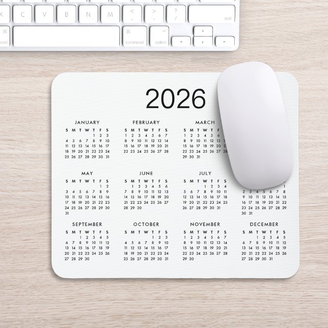 Classic Simple Black And White 2022 Calendar Mouse Pad (Creator Uploaded)