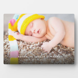 Classic Simple Black Gradient Modern Baby Photo Plaque