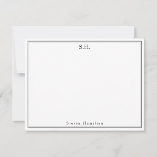 Classic Simple Black Monogram Name Minimalist Chic Card