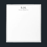 Classic Simple Black Monogram Name Minimalist Chic Notepad<br><div class="desc">Classic Simple Black Monogram Name Minimalist Chic Note Card</div>