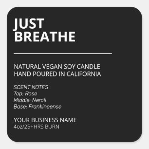 Classic Simple Black Soy Wax Candle Labels