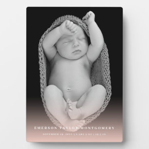 Classic Simple Blush Pink Gradient Baby Girl Photo Plaque