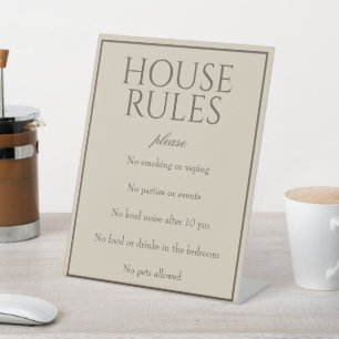 Classic Simple Brown House Rules Table Sign