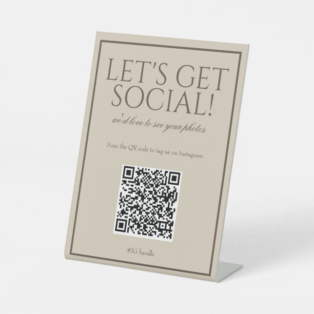 Classic Simple Brown QR Code Social Media Sign (Front)